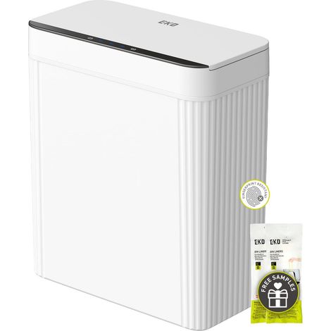 Poubelle de salle de bain automatique sans contact avec détecteur de mouvement, étanche pour cuisine, chambre à coucher et bureau, 10 l, blanc (1/5)