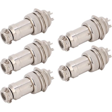 Lot de 5 connecteurs aviation mâles et femelles pour panneau de câblage, châssis d'alimentation, fixations métalliques GX16 16 mm 450 V 5 broches