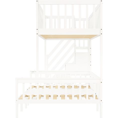 Letto a castello per bambini con scrivania e scala contenitore bianco 90x200 120x200 (1/5)