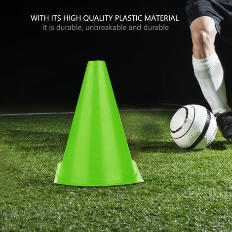 Lot de 6 cônes d'entraînement de football de 18 cm avec porte-marqueurs en plastique (vert) (1/5)