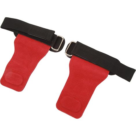 1 Paire de Sangles d'Entraînement en Cuir pour Haltères - Accessoires de Musculation et Fitness Rouge (1/5)