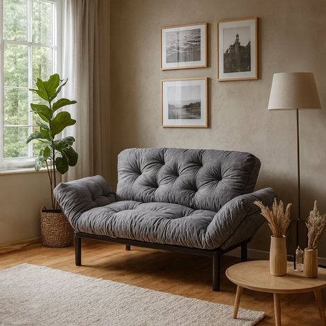 Sofá Cama 2 Plazas Guchol, Reclinable con Almacenaje y Reposabrazos, 155x70 cm Gris (1/5)