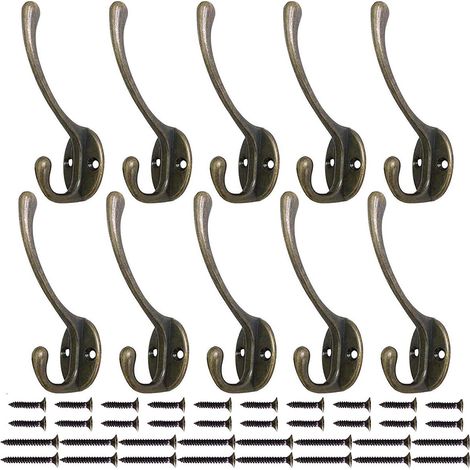 Set mit 10 robusten Metall-Wandhaken, ideal für Wohnzimmer, Badezimmer, Küche und Schlafzimmer. Perfekt zum Aufhängen von Handtüchern, Hüten, Schlüsseln, Kleidung, Taschen usw. (Bronzefarbe) (1/4)