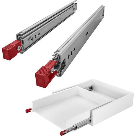 1 Paar SOTECH Schwerlastauszüge mit Lock-in/out Einrastfunktion mit rotem Hebel, belastbar bis 100 Kg, Modell VarioSlide KV2-100-H53-L300-EH 300 mm (1/5)
