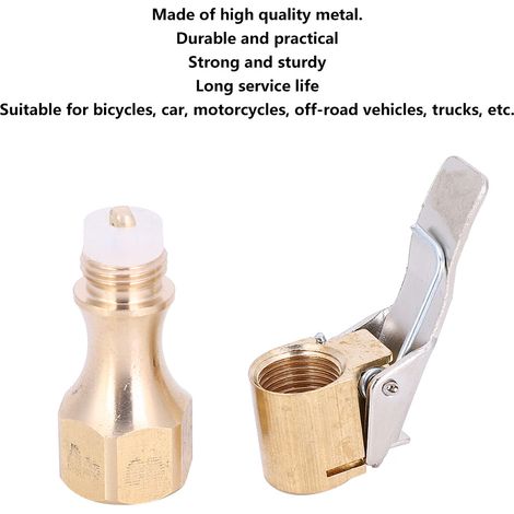 2 embouts de pompe à filetage interne 1/4 pouce, raccord à pince en cuivre, valve pour vélo, accessoire de gonflage, lot de 2 (1/5)
