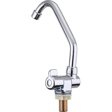 Robinet pliable pour camping-car - Poignée unique rotative - Robinet de cuisine en cuivre pour eau froide (1/5)