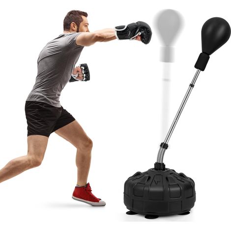 COSTWAY Punching Ball da Terra con Asta Flessibile e Base Riempibile (1/5)