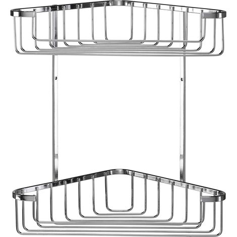 Croydex 2 Tier Large Corner Shower Caddy, Rust Free Basket Bathroom Storage