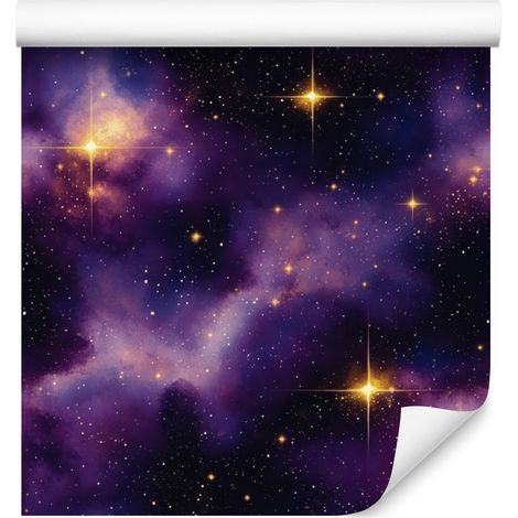 Papel pintado Galaxia en acuarela, índigo, violeta y negro, 50x1000 cm. (1/5)