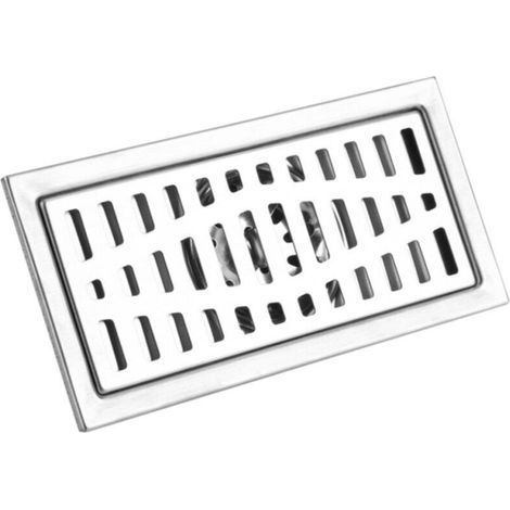 Siphon de sol rectangulaire en acier inoxydable, 20 x 10 cm, pour salle de bain, douche, cuisine (1/5)