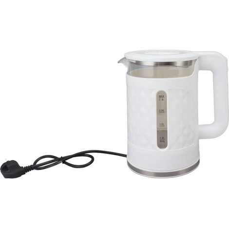Bouilloire électrique 2000 W, arrêt automatique, protection contre la surchauffe, double paroi, 2,3 L, prise européenne 220 V, blanche (1/5)
