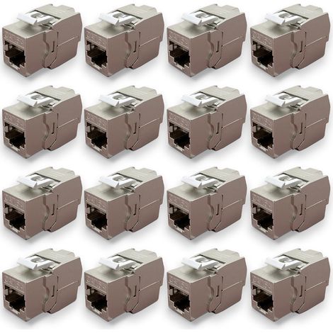 Lot de 16 Embases Keystone RJ45 Cat6a FTP sans outil – Connecteurs blindés métal zinc nickelé –10 Gbps 500MHz – Blindé FTP – Repérage T568 A/B AWG22 – 26 avec serre-câble (1/5)
