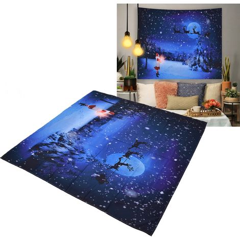 [Tapiz de pared] Alfombra decorativa de poliéster para el hogar con motivos de árbol de Navidad y Papá Noel, 200 x 150 cm / 78,7 x 59,1 pulgadas (1/5)