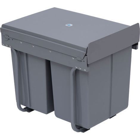 Pattumiera Differenziata 3 Contenitori 48x34,2x41,8 cm 40lt per Mobili Grigio (1/5)