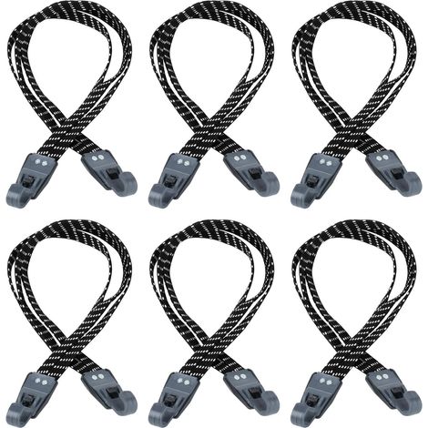 6 Tendeur élastique, Crochet réglable, Sangle bagage vélo, Latex polypropylène, Noir, 45 65 73 cm, Moto voiture camion (1/5)