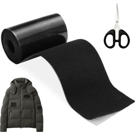 Self-Adhesive Fabric Repair Kit, 10x200cm Waterproof Nylon Patch, Fabric Repair Kit for Car Seats, Jackets, Tents, Sofas, Down Jackets, Sleeping Bags, Backpacks, Black (1/5)