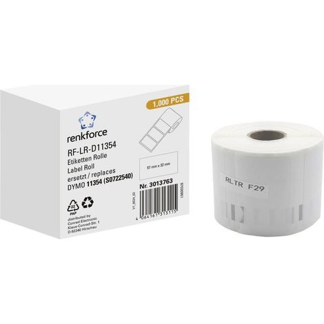 Renkforce Rotolo di etichette Compatibile sostituisce DYMO DYMO 11354, S0722540 57 x 32 mm Carta Bianco 1000 pz. A tenu (1/2)
