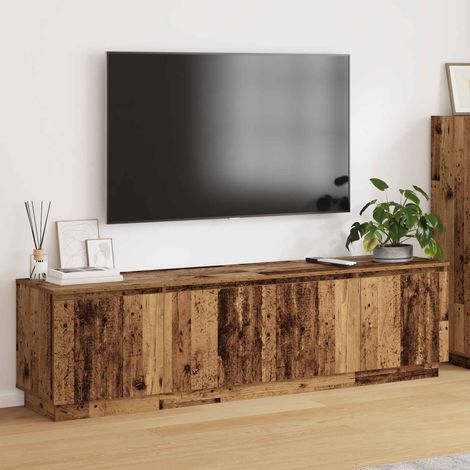 Meuble TV 4 portes avec éclairage LED en bois d’ingénierie, bois ancien, 180 x 38 x 49 cm - PANGIVO (1/5)