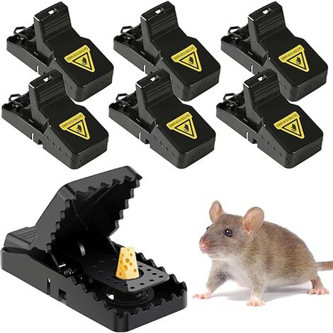 6 Pièces Piège à Souris Réutilisables Piège à Rat en Plastique Tapetteà Souris pour Intérieur et Extérieur, Hygiénique Efficace, Facile à Utiliser (1/5)