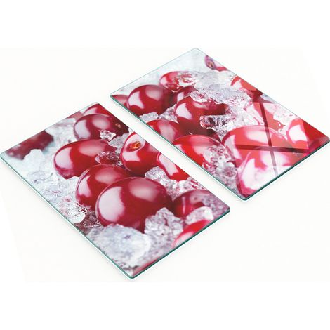 Tablas de cortar de cristal para cocina con estampado de helado de cereza, 2 x 30 x 52 cm.