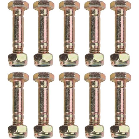 Lot de 4 à 10 goupilles de cisaillement pour souffleuse à neige Ariens 1,6 cm avec écrous - Série Deluxe - Pièces de rechange - Kit d'entretien d'hiver (1/5)