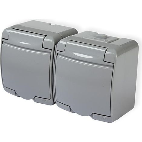 Karlik Junior Esche - Doppel-Aufputzsteckdose IP54 - 10GHE-2
