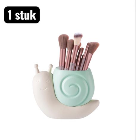 Porte stylos en forme d'escargot avec organisateur de bureau et rangement multifonctionnel pour pinceaux de maquillage vert (1/5)