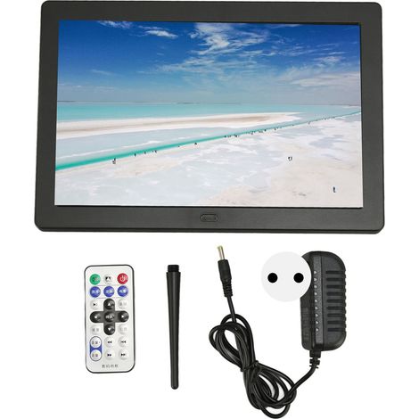 Cadre photo numérique 8 pouces, écran HD IPS 1280x800, commutation d'écran, ports USB et carte mémoire, cadre numérique 100-240V noir prise UE. (1/5)