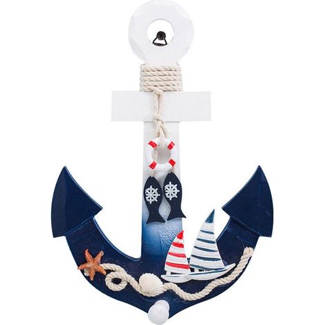Marine-Anker-Wandhaken für mediterrane Dekoration, großer Haken, Ozean-Stil, Bootsornament, robuste Wandhalterung. (1/5)