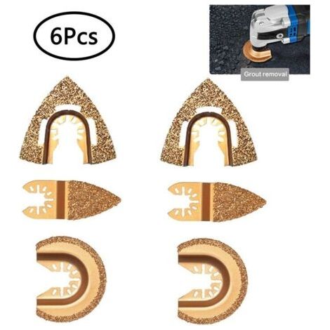 6 pièces Scie oscillantes en carbure de diamant pour Bosch Chicago Craftsman Dewalt Dremel Fein Genesis Harbor (1/4)