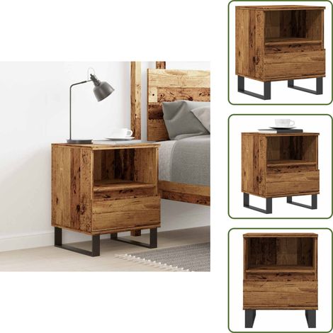 The Living Store Nachttisch Altholz-Optik 40x35x50 cm Holzwerkstoff - Altholz Nachttisch (1/5)