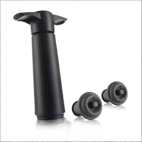 Coffret cadeau comprenant 1 pompe à vide et 2 bouchons de liège noirs (1/5)