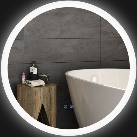 Specchio bagno illuminato Ø70 cm, 3 luci, IP44, touch, antiappannamento OKMYHOME (1/5)