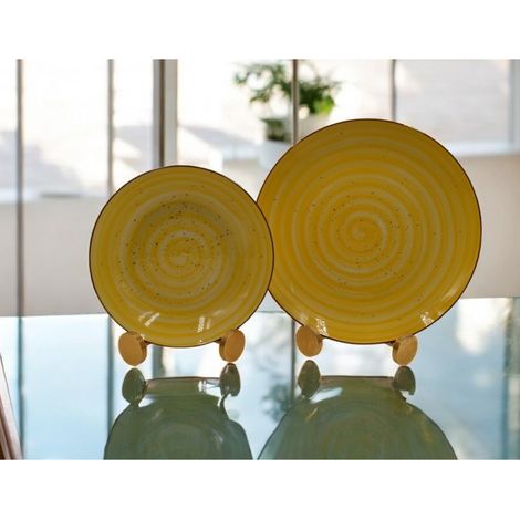 Servizio di Piatti da Tavola in Ceramica Spirale Senape 12 Pezzi (1/3)