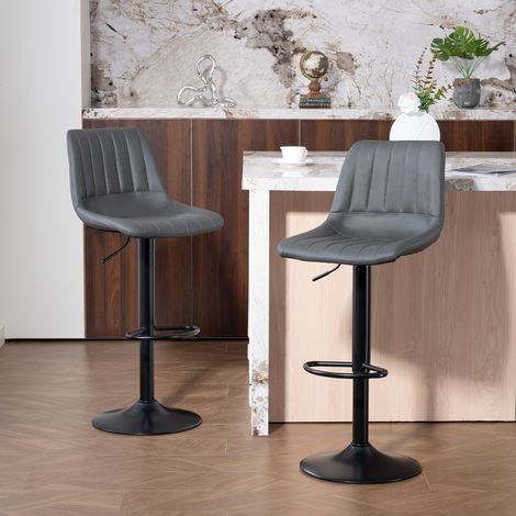 Barhocker 2er-Set im Retrodesign, mit Fußstütze, höhenverstellbar, 43 cm x49,5 cm x 111 cm (1/5)