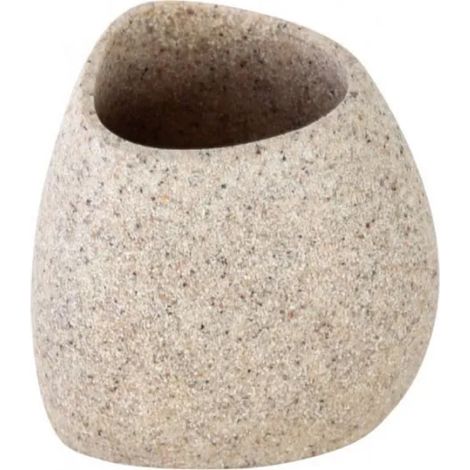 Portaspazzolini in Poliresina Stone Dim.cm (LXH):6,5 x 8,5 Sabbia Idroweb