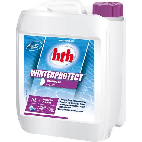 HTH – Produit d'hivernage Winterprotect 5 L – Traitement liquide pour piscine – Prévention algues et bactéries – Conserve l'eau propre en hiver