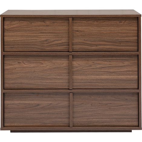 Kommode dunkles Holzfinish Nussbaum 3 Schubladen L90 cm LOTHAIRE (1/5)