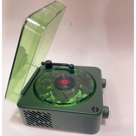 Platine vinyle rétro (vert foncé) avec haut-parleur à bruit blanc, 4 sons naturels, projection RGB et éclairage d'ambiance, Bluetooth sans fil, 4 modes de lecture, cadeau idéal pour les fêtes (1/5)