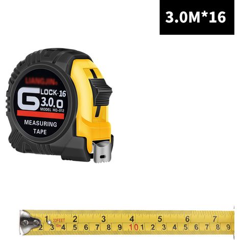 Mètre déroulant,Mètre ruban en acier,Mètre ruban 3m×16mm,pour la construction, les travaux lourds, la menuiserie, le bricolage