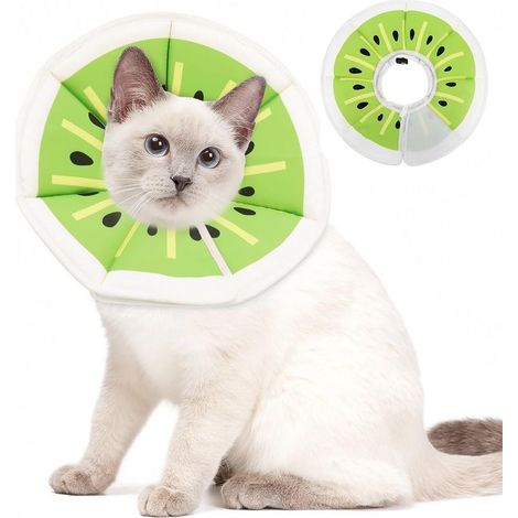 1 collier donut pour chat, imprimé kiwi, ajustable 13-25 cm, léger et résistant à l'eau, pour convalescence post-opératoire (1/5)