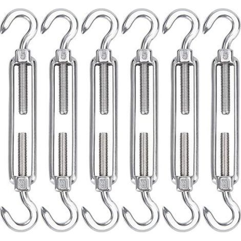 Tendeurs de câble en acier inoxydable M5 – Lot de 6 crochets et tendeurs réglables pour corde à linge, treillis métallique ou clôture (1/5)