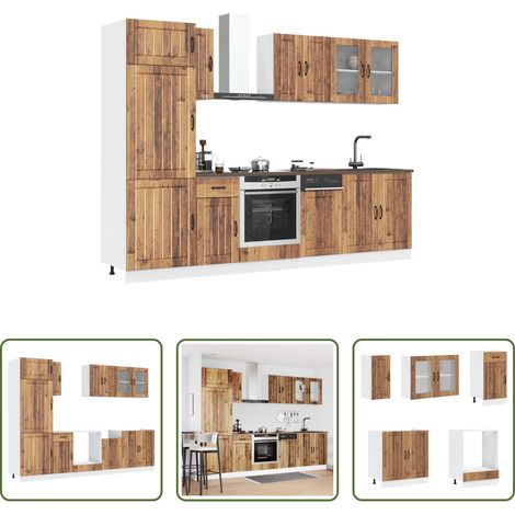Rangement cuisine - Ensemble d'armoires de cuisine 8 pcs Kalmar bois d'ingénierie (1/5)