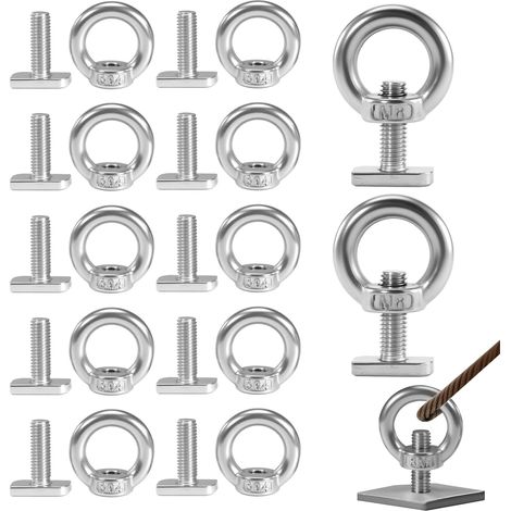 Zurrösen für Anhänger - 12 Stück M825mm Ringschrauben Edelstahl Flügelmutter & Ringmutter Hammerkopfschrauben - Augenschrauben Ösen für Gewächshaus, Rankhilfe, Pflanzenhalter (1/5)