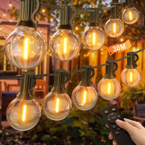 Guirlande Lumineuse Guinguette Exterieur avec Télécommande, 45,7M Guirlande LED Jardin Exterieur avec G40 LED Ampoules, 3 Modes, Minuteur, Lumiere Exterieur pour Terrasse Patio Jardin Mariage Camping (1/5)