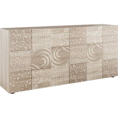 Les Tendances – Buffet chêne mélaminé anti-rayures 180x42x84 cm – 3 portes réversibles – 6 étagères intérieures – Made in Italy (1/5)