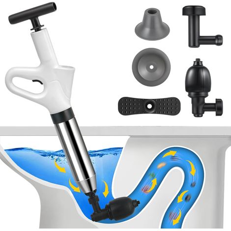 Deboucheur WC Puissant, Deboucheur Toilette Avec BaromèTre, Pompe Deboucheur Canalisation avec Quatre Ventouses,pour Lavabos, Siphons de Sol, Toilettes, Obstruction de Tuyaux (1/4)