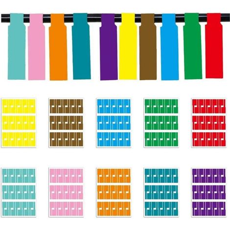 Étiquettes adhésives pour câbles – Lot de 300 étiquettes étanches, 10 couleurs, compatibles imprimante laser