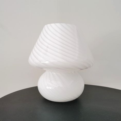 Lampe champignon, lampe de chevet champignon en verre translucide style Murano vintage à rayures, petite lampe de bureau à lumière tourbillonnante pour la décoration intérieure, salle à manger, salon, (1/5)