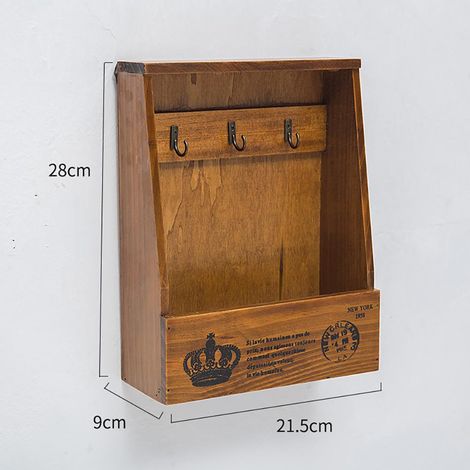 Schlüsselhalter aus Holz zur Wandmontage mit 3 Haken, Hängeaufbewahrungsbox für Eingangsbereich, Flur, Küche, Büro – Wohnaccessoires (1/5)